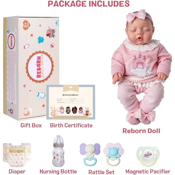 17-Inch Real Baby Feeling Realistic-Newborn Sweet Smile Sleeping Dolls - Picture 7 of 7